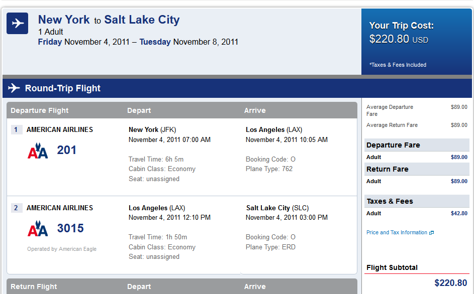 round trip airline tickets to salt lake city utah