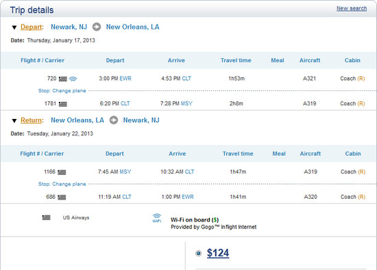 US Airways: Newark - New Orleans / Memphis / Kansas City ...