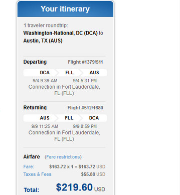 round trip airfare dallas to austin