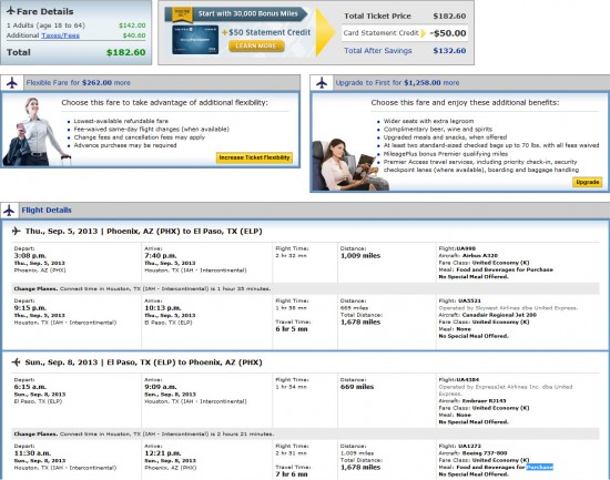 round trip airfare el paso to houston