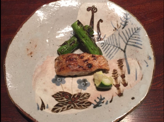 Sea Perch and Asparagus at Ishikawa, Tokyo, Japan - Photo: (C) Kiran Iqbal of WanderlustCrave.com
