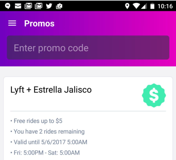 [GONE] $5 off 2 Lyft Rides for Cinco de Mayo