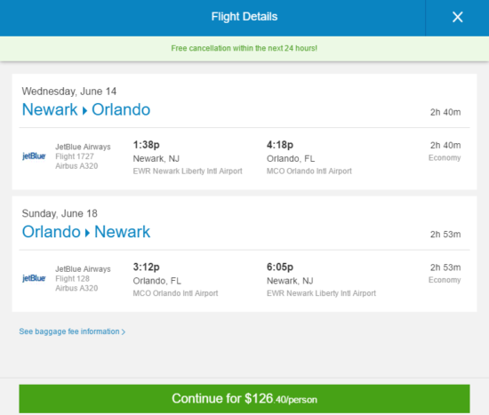 flights from newark nj to orlando fl