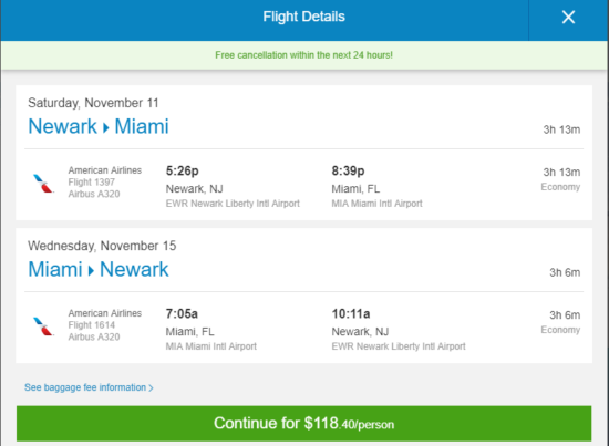 flights from newark nj to miami fl