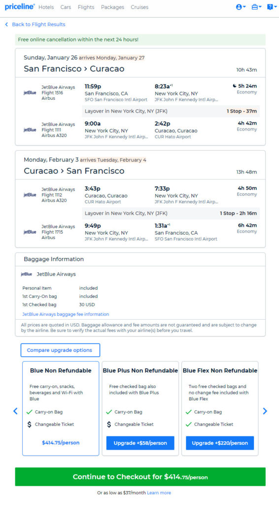 jetBlue: San Francisco – Curacao. $415. Roundtrip, including all Taxes